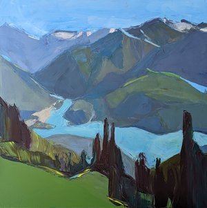 Julie Devine — Diablo Lake Overlook, oil on canvas, 36x36