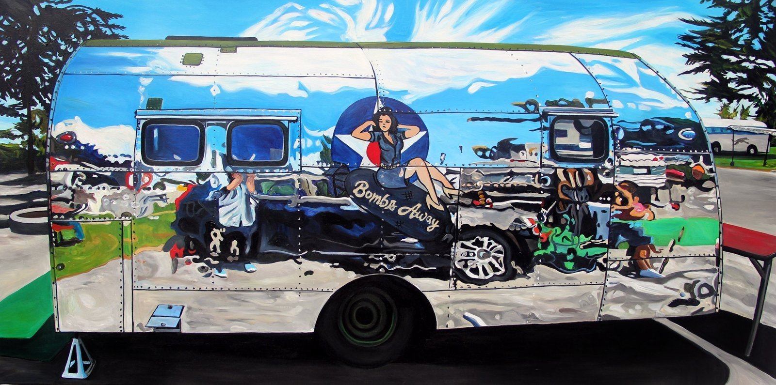 Homemade Trailer and Bomb Riding Pin Up
