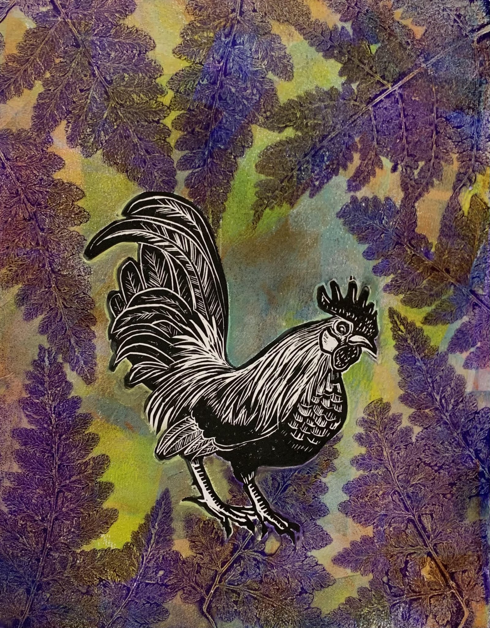 Rooster And Ferns
