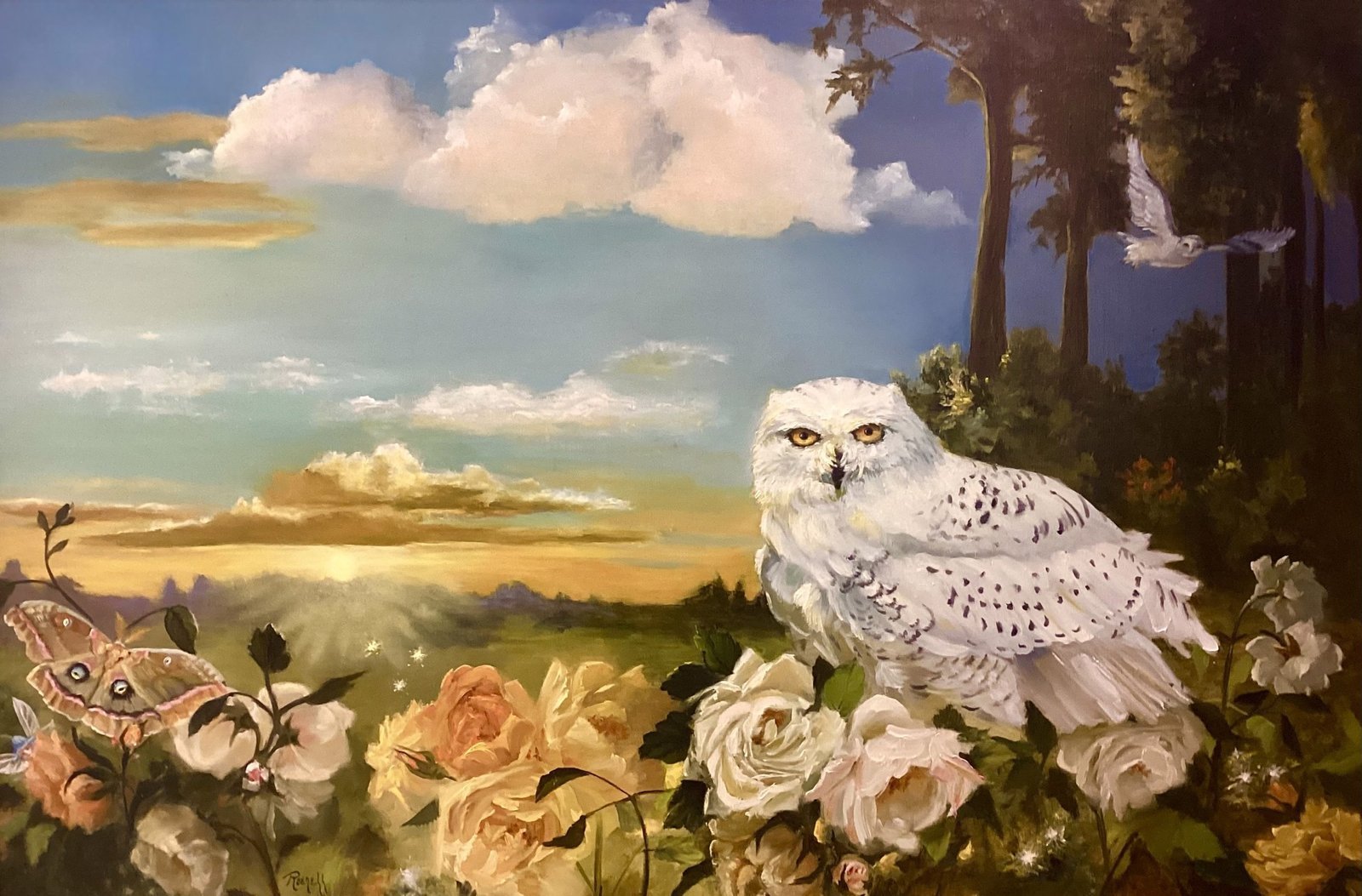 Owl and Roses
